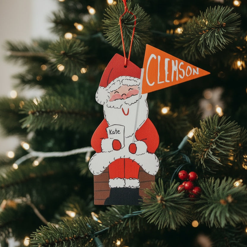 Santa with Collegiate Banner